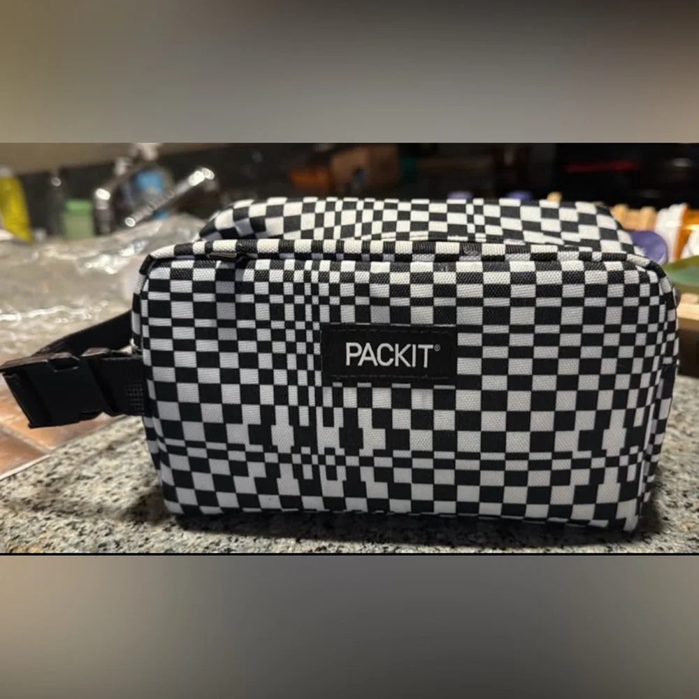 PackIt Black & White Checkerboard Insulated Lunch Bag